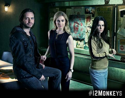 Photo by: Gavin Bond/Syfy // Aaron Stanford (as Cole), Amanda Schull (as Cassandra Railly) and Emily Hampshire (as Jennifer Goines)