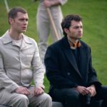 BRAVE NEW WORLD -- Episode 108 -- Pictured: (l-r) Joseph Morgan as Cjack 60/57, Alden Ehrenreich as John the Savage -- (Photo by: Steve Schofield/Peacock)
