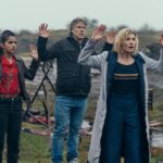 Jodie Whittaker as The Doctor, Mandip Gill as Yasmin Khan, John Bishop as Dan - Doctor Who _ Season 13 - Photo Credit: James Pardon/BBC Studios/BBC America