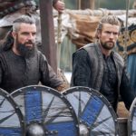 Vikings: Valhalla. (L to R) Bradley Freegard as Canute, Leo Suter as Harald in episode 102 of Vikings: Valhalla. Cr. Bernard Walsh/Netflix © 2021
