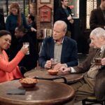 L-R: Toks Olagundoye as Olivia, Kelsey Grammer as Frasier Crane and Nicholas Lyndhurst as Alan in Frasier, episode 1, season 1 streaming on Paramount+, 2023.  Photo credit: Chris Haston/Paramount+  TM & © 2023 CBS Studios Inc. Frasier and related marks and logos are trademarks of CBS Studios Inc. All Rights Reserved.