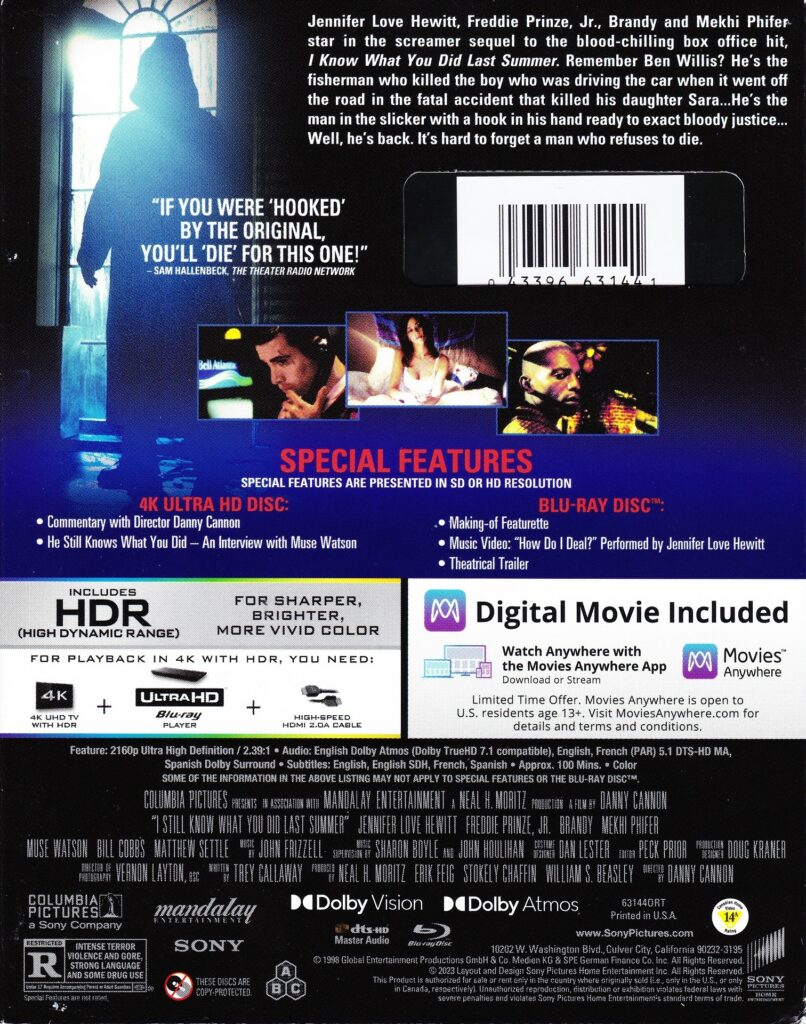 4K Ultra HD/Blu-ray Review: I STILL KNOW WHAT YOU DID LAST SUMMER - No ...