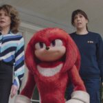 L-R: Stockard Channing as Wendy Whipple, Knuckles (voiced by Idris Elba) and Edi Patterson as Wanda Whipple in Knuckles, episode 4, season 1, streaming on Paramount+, 2024. Photo Credit: Paramount Pictures/Sega/Paramount+.