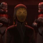 Fourth Sister (center) and clone troopers in a scene from 