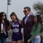 L-R: Demi Moore as Cami Miller, Dani Raen as Grace Miller, Jon Hamm as Monty Miller, and Rylie Rodriguez as Monty’s daughter in season 1, episode 2 of Landman streaming on Paramount+ Photo Credit: Emerson Miller/Paramount+