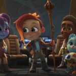 (L-R): Lys Solay (voiced by Juliet Donenfeld), Nash Durango (voiced by Emma Berman), Kai Brightstar (voiced by JeCobi Swain), Nubs (voiced by Dee Bradley Baker), and RJ-83 from 