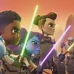 (L-R): Nubs (voiced by Dee Bradley Baker), Kai Brightstar (voiced by JeCobi Swain), Lys Solay (voiced by Juliet Donenfeld), and Wes Vinik (voiced by Gunnar Sizemore) from 