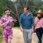 Michael Urie, Jason Segel and Christa Miller star in “Shrinking” season two, premiering October 16, 2024 on Apple TV+.