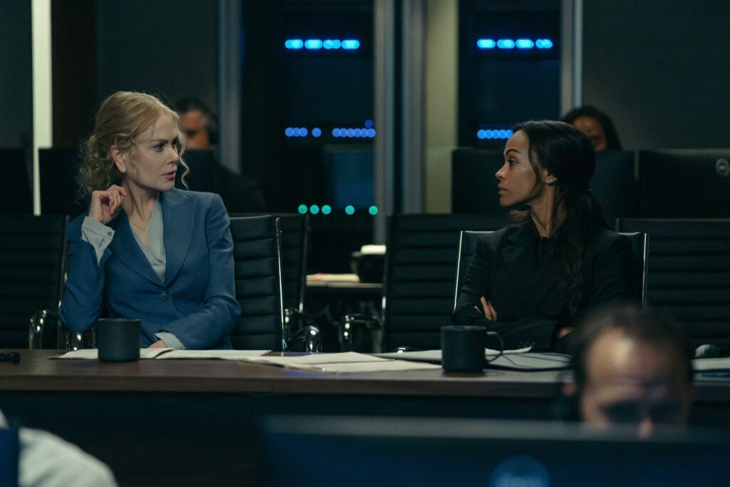 L-R Nicole Kidman as Kaitlyn Meade and Zoe Saldana as Joe in Lioness, episode 3, season 2, streaming on Paramount+, 2024. Photo Credit: Ryan Green/Paramount+