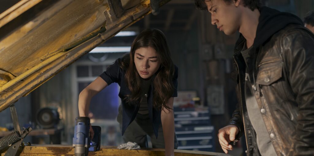 Caitlyn (Melissa Collazo) and Curtis (Uriah Shelton) in MOTORHEADS Photo Credit: Sabrina Lantos/Prime Video © Amazon Content Service LLC