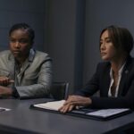 Courtney Taylor (Zamira Parker) and Maggie Q (Renée Ballard) in BALLARD. Tyler Golden/Prime Video