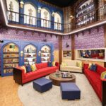 ‘Mystery Hotel Theme’ Set Plates of the Big Brother House for season 27 of the CBS Original Series BIG BROTHER, scheduled to air on the CBS Television Network.  Pictured: Living Room Chess Guardians: Towering 22-foot walls and a balcony lined with giant plaster chess pieces (Bishop, Queen, King, Knight) watch over the house adding a regal and strategic flair. Photo: Matthew Taplinger ©2025 CBS Broadcasting, Inc. All Rights Reserved.