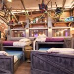 ‘Mystery Hotel Theme’ Set Plates of the Big Brother House for season 27 of the CBS Original Series BIG BROTHER, scheduled to air on the CBS Television Network.  Pictured: Attic Bedroom of Oddities: Beds made from wooden crates, rubber masks on the walls and haunted artifacts like a black knight’s helmet and diving suit make this room a spooky treasure trove. Photo: Matthew Taplinger ©2025 CBS Broadcasting, Inc. All Rights Reserved.