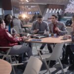 L-R: Kerrice Brooks,  Romeo Carere, Karim Diané, Sandro Rosta, George Hawkins and Bella Shepard in season 1 , episode 5 of Star Trek: Starfleet Academy streaming on Paramount+. Photo Credit: Brooke Palmer/Paramount+