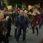 Frank Grillo as Bill Bevilaqua, Garrett Hedlund as Mitch, Martin Starr as Bodhi and Sylvester Stallone as Dwight Manfredi in the Paramount+ original series TULSA KING. Photo Credit: Steve Swisher/Paramount+. ©2025 Viacom International Inc. All Rights Reserved.