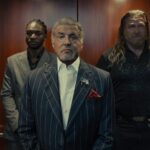 Jay Will as Tyson, Sylvester Stallone as Dwight Manfredi and Mike Walden as Bigfoot in the Paramount+ original series TULSA KING. Photo Credit: Brian Douglas/Paramount+. ©2025 Viacom International Inc. All Rights Reserved.