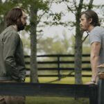 Martin Starr as Bodhi and Garrett Hedlund as Mitch in the Paramount+ original series TULSA KING. Photo Credit: Steve Swisher/Paramount+. ©2025 Viacom International Inc. All Rights Reserved.