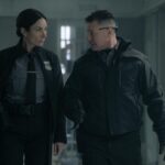 L-R: Laura Benanti as Cindy Stephens and Lane Garrison as Carney in Mayor of Kingstown, season 4, streaming on Paramount+, 2025. Credit: Dennis P. Mong Jr./Paramount+ ©2025 Viacom International Inc. All Rights Reserved. Mayor of Kingstown and all related titles, logos and characters are trademarks of Viacom International Inc.