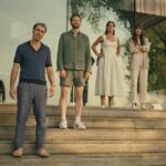 Michael Angelo Covino, Kyle Marvin, Adria Arjona, and Dakota Johnson in SPLITSVILLE