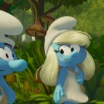 No Name (James Corden) and Smurfette (Rihanna) in Smurfs from Paramount Animation.