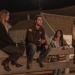 THE MADISON: Pictured (L-R): Beau Garrett as Abigail Reese, Ben Schnetzer as Van Davis, Danielle Vasinova as Kestrel Harris, Kevin Zegers as Cade Harris in season 1, episode 4 of the Paramount+ series THE MADISON. Photo Cr: Emerson Miller /Paramount + © 2026 Viacom International Inc.