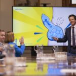 Elijah (Paul Walter Hauser), Burgess (Molly Shannon), and Brad (Mark Wahlberg) in BALLS UP. Photo Credit: Ben Rothstein  Prime Video © Amazon Content Services LLC