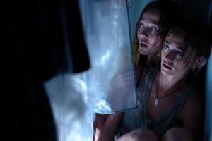Victoria Wyant as 'Kate' and Johnny Sequoyah as 'Lucy' in Primate from Paramount Pictures.