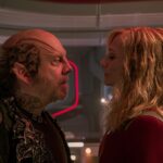L-R: Paul Giamatti as Nus Braka  and  Holly Hunter as Chancellor Nahla Ake in season 1 , episode 1 of Star Trek: Starfleet Academy streaming on Paramount+. Photo Credit: Brooke Palmer/Paramount+