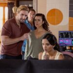L-R Max Osinski as Boris, Michael Weatherly as Tony Dinozzo, Cote De Pablo as Ziva David and Amita Suman as Claudette In NCIS: Tony & Ziva, episode 6, season 1, airing on Paramount+ 2025. Photo Credit: Marcell Piti/Paramount+