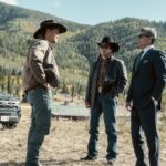 “Road to Nowhere” – When a standoff between Broken Rock and local ranchers over a mine groundbreaking turns violent, the Marshals launch a manhunt to find the shooters, on MARSHALS, Sunday, March 15 (8:00-9:00 PM, ET/PT). Pictured (L-R): Luke Grimes as Kayce Dutton, Mo Brings Plenty, and Gil Birmingham as Thomas Rainwater. Photo: Christopher Saunders/CBS ©2025 CBS Broadcasting, Inc. All Rights Reserved.