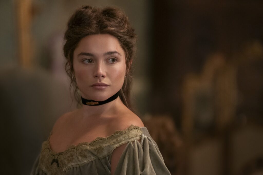 East of Eden. Florence Pugh as Cathy Ames in episode 104 of East of Eden. Cr. Geoffrey Short/Netflix © 2026