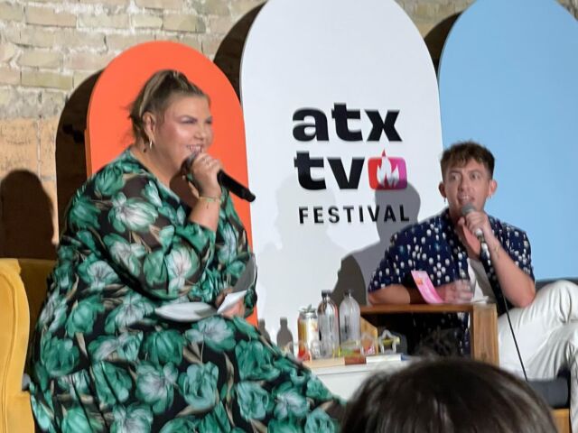 Ashley Fink and Kevin McHale of #Glee hosting TV Camp Sing-A-Long #ATXTVS12