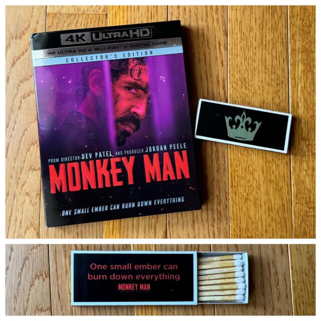 New film Monkey Man is now available on digital and will release on physical media Tuesday 6/25, but you can stream the film on Peacock starting this Friday! Thanks to UPHE for the disc and matchbook. Look for my review soon at NoReruns.net #monkeyman #monkeymanmovie