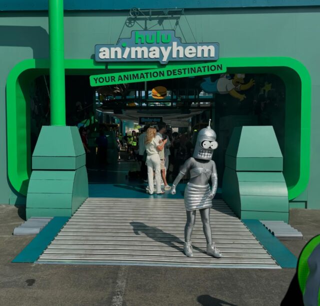 At the Hulu Animayhem activation, we visited the #Futurama Slurm Factory, checked our #SolarOpposites stress level and got a matching Goobler, failed to put Roger from #AmericanDad back together, pulled swords from the wall to find the #HitMonkey chosen one… #SDCC #SDCC2024 #huluanimayhem